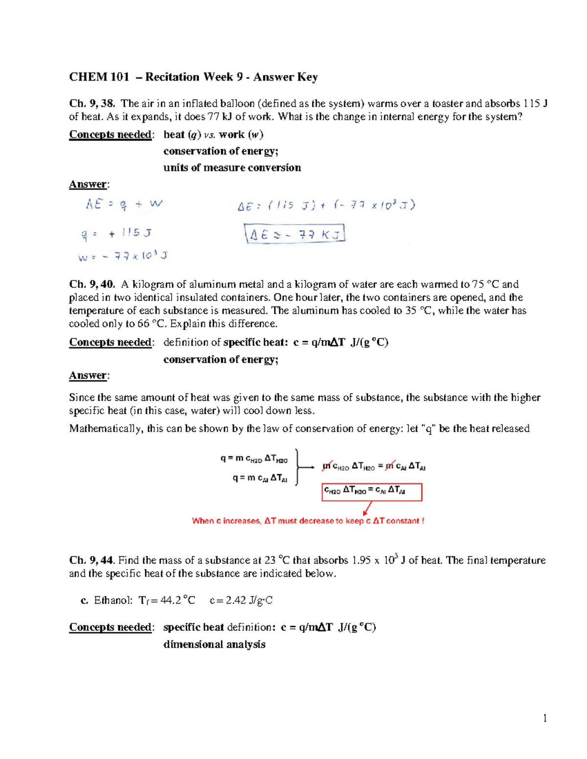 CHEM 101 Exam 2 Review sheets - 1 CHEM 101 Exam 2 Material coverage: Ch ...