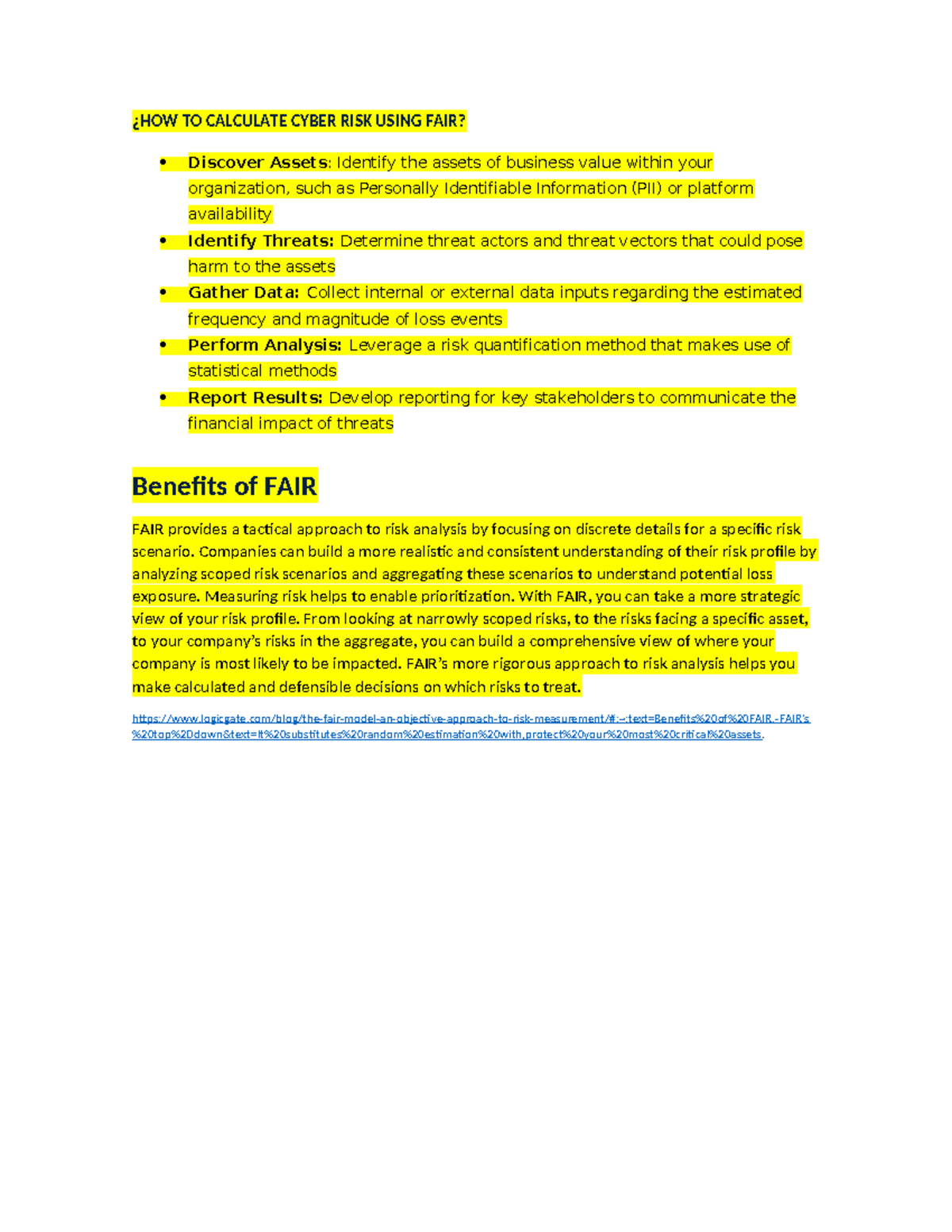 Calculating Cyber Risk Using FAIR: A Comprehensive Guide - Studocu