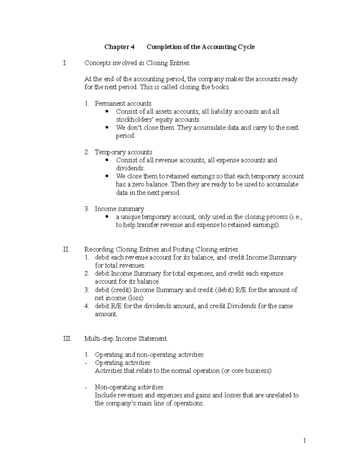 Chp 4 Completion of Accounting Cycle - Closing Entries & Statements ...