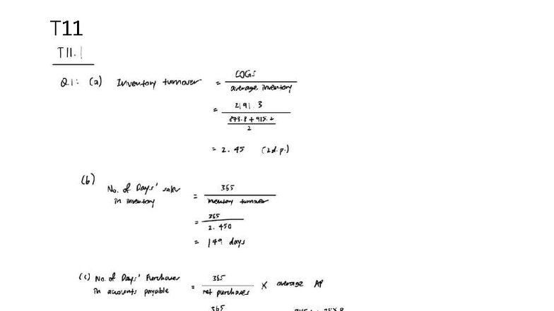 T11 - Tutorial on COGS and Inventory Management Analysis - Studocu