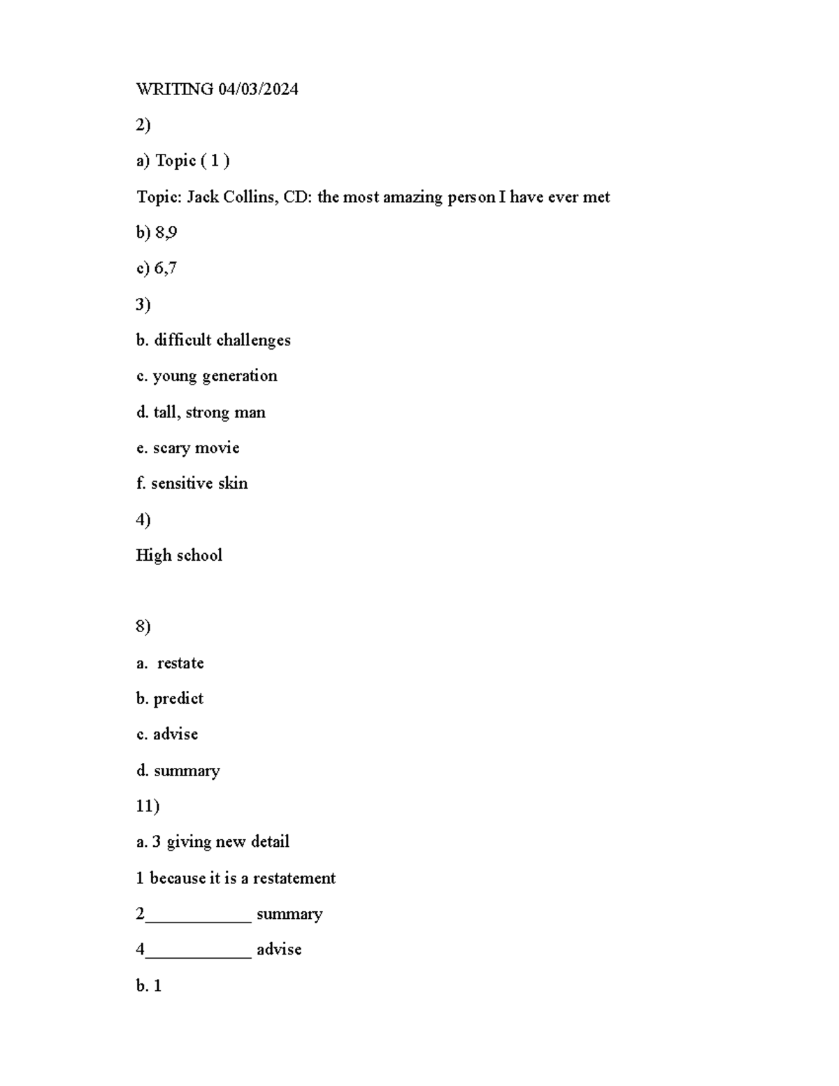 Writing Notes for WRITING 04/03: Key Concepts and Insights - Studocu
