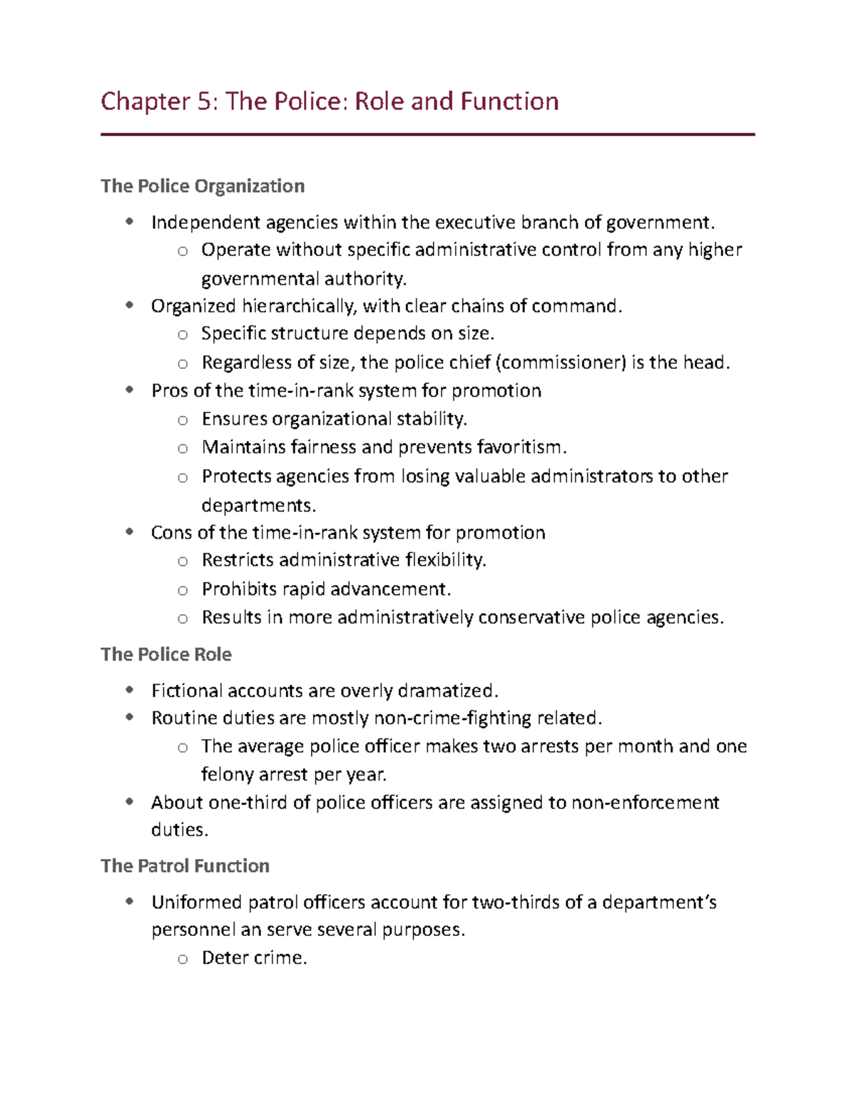 CJ 101 Chapter 5: The Police - Roles, Functions & Community Policing ...