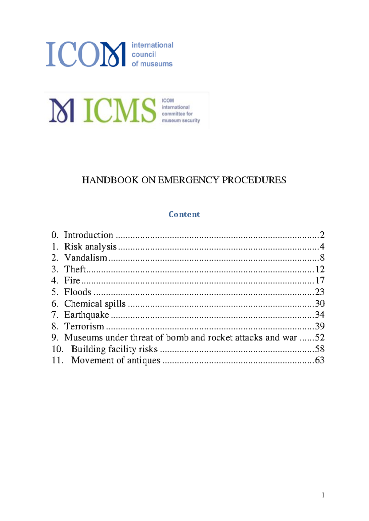 ICMS Emergency Handbook: Comprehensive Guide on Museum Safety ...