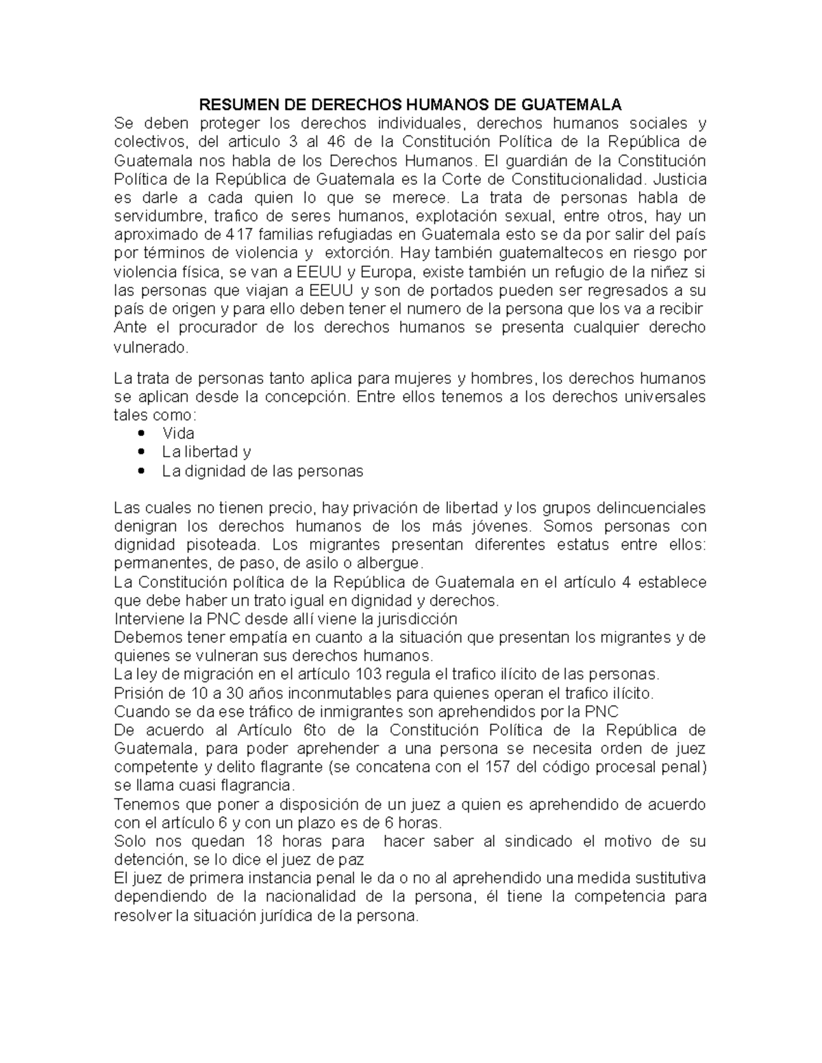Resumen de Derechos Humanos en Guatemala: Protección y Desafíos - Studocu