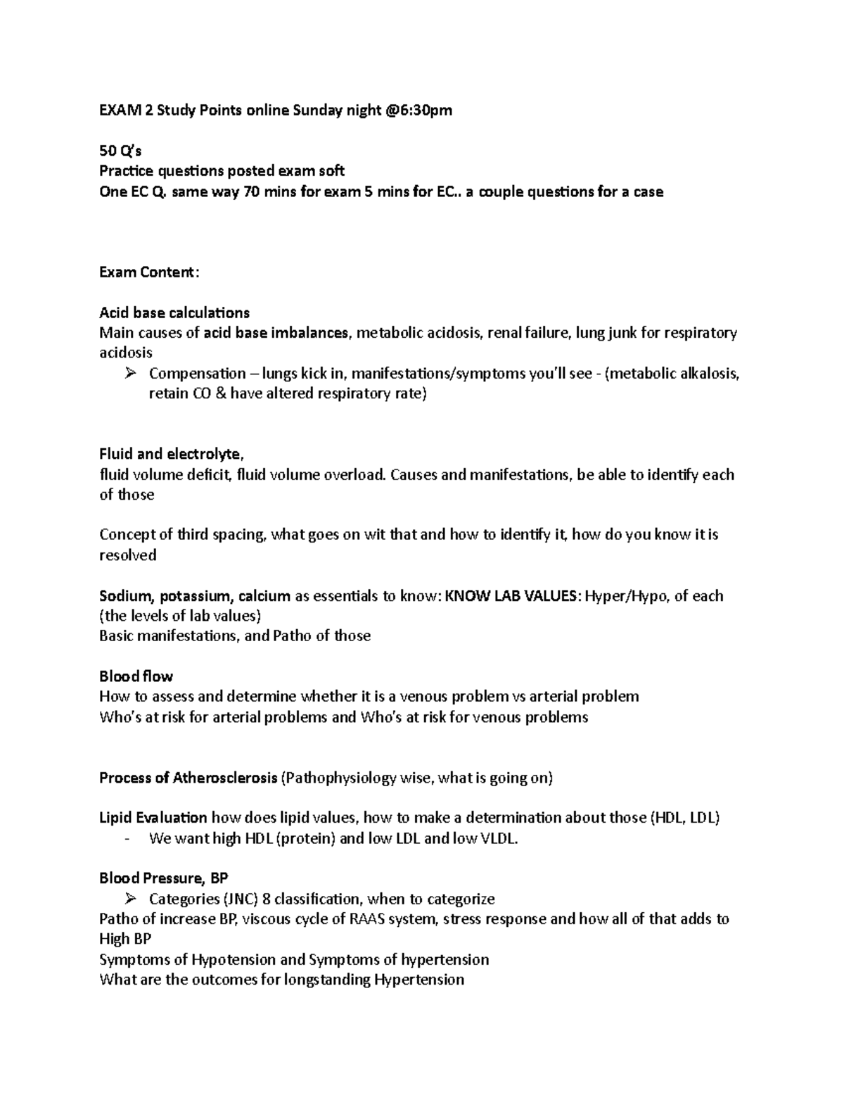 NUR 220 EXAM 2 Study Guide: Key Concepts & Topics for Review - Studocu