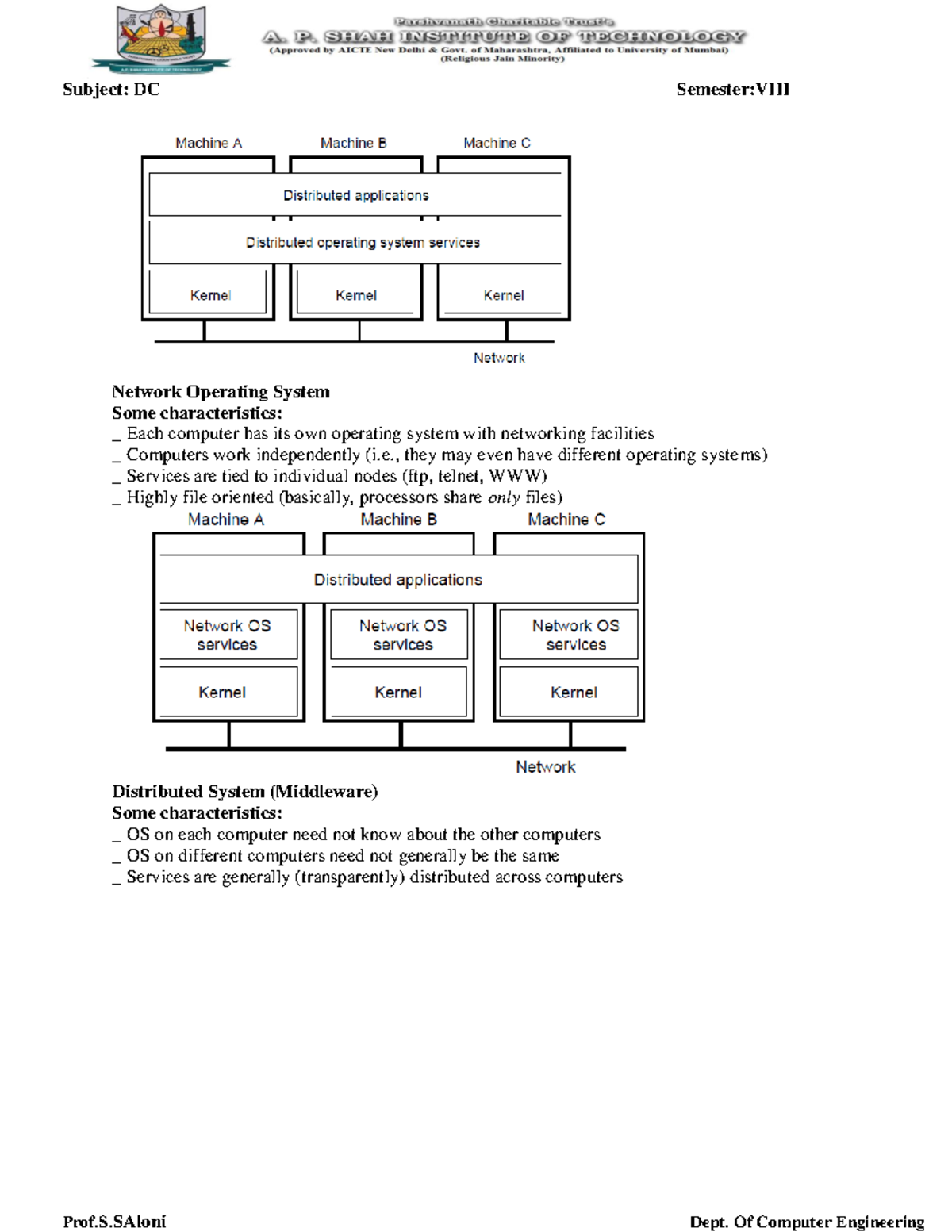 4Software concepts in DS - Subject: DC Semester:VIII Prof.S Dept. Of ...