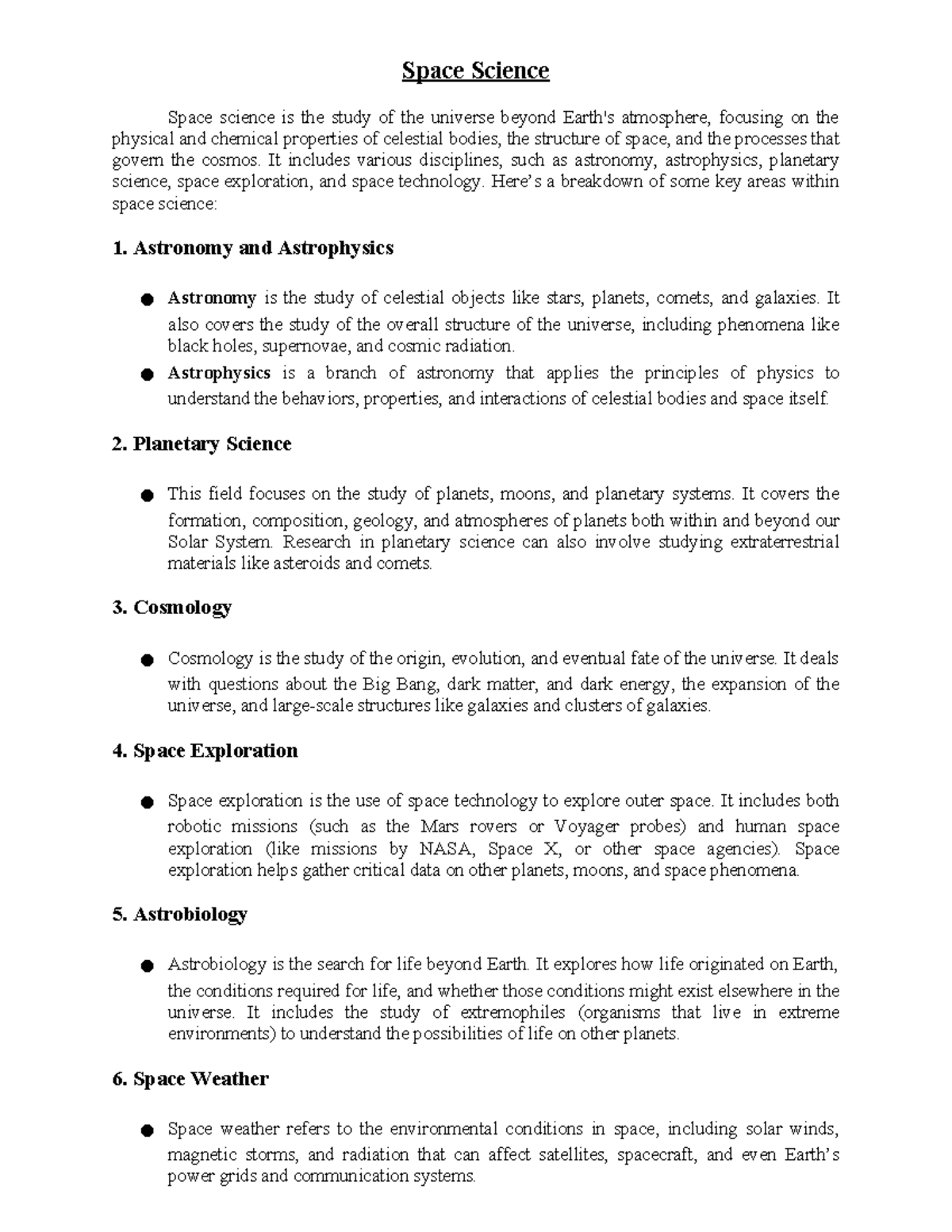 Space Science Overview: Key Concepts and Discoveries (CSE) - Studocu