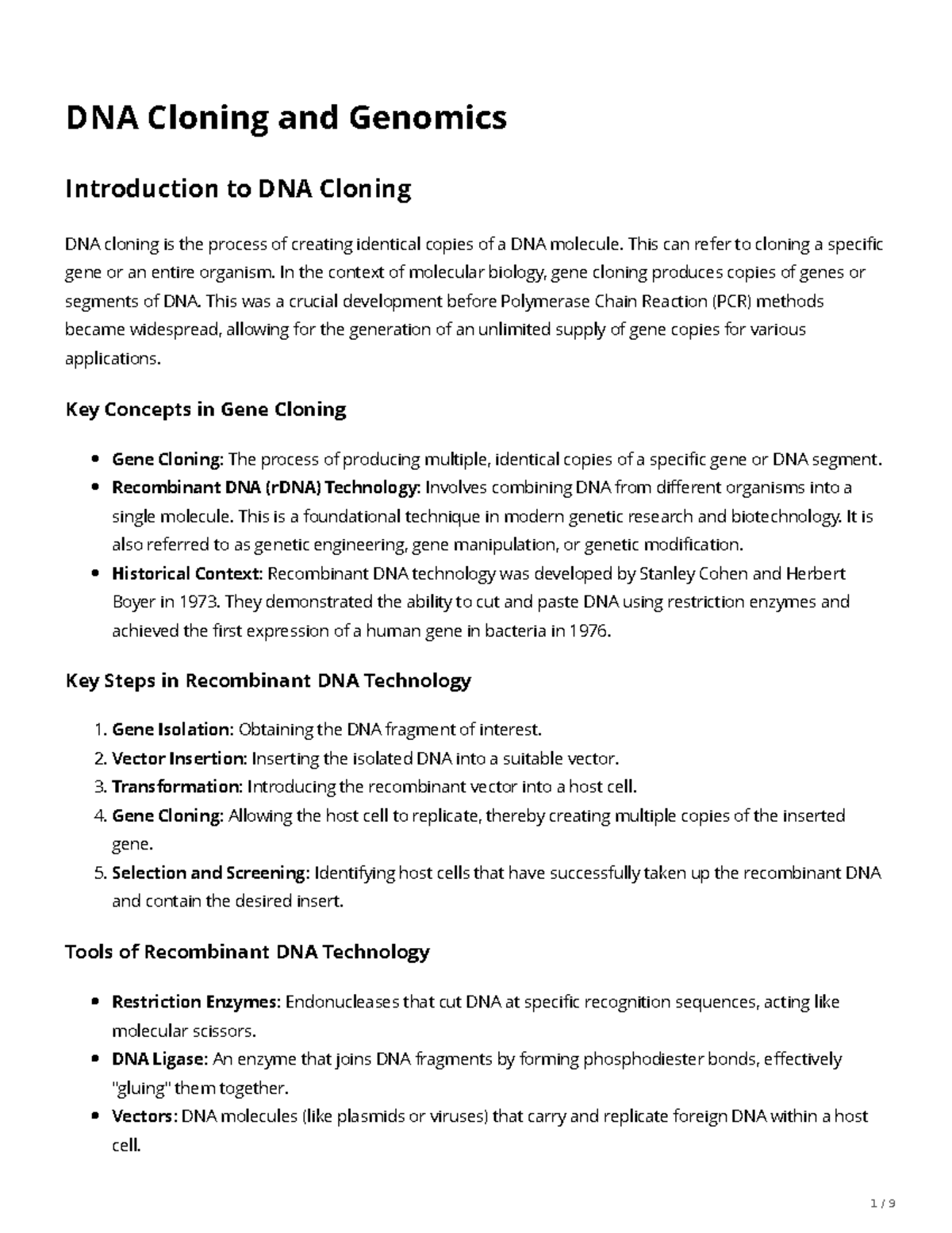 Chapter 3: DNA Cloning - Lecture Notes on Gene Cloning Techniques - Studocu