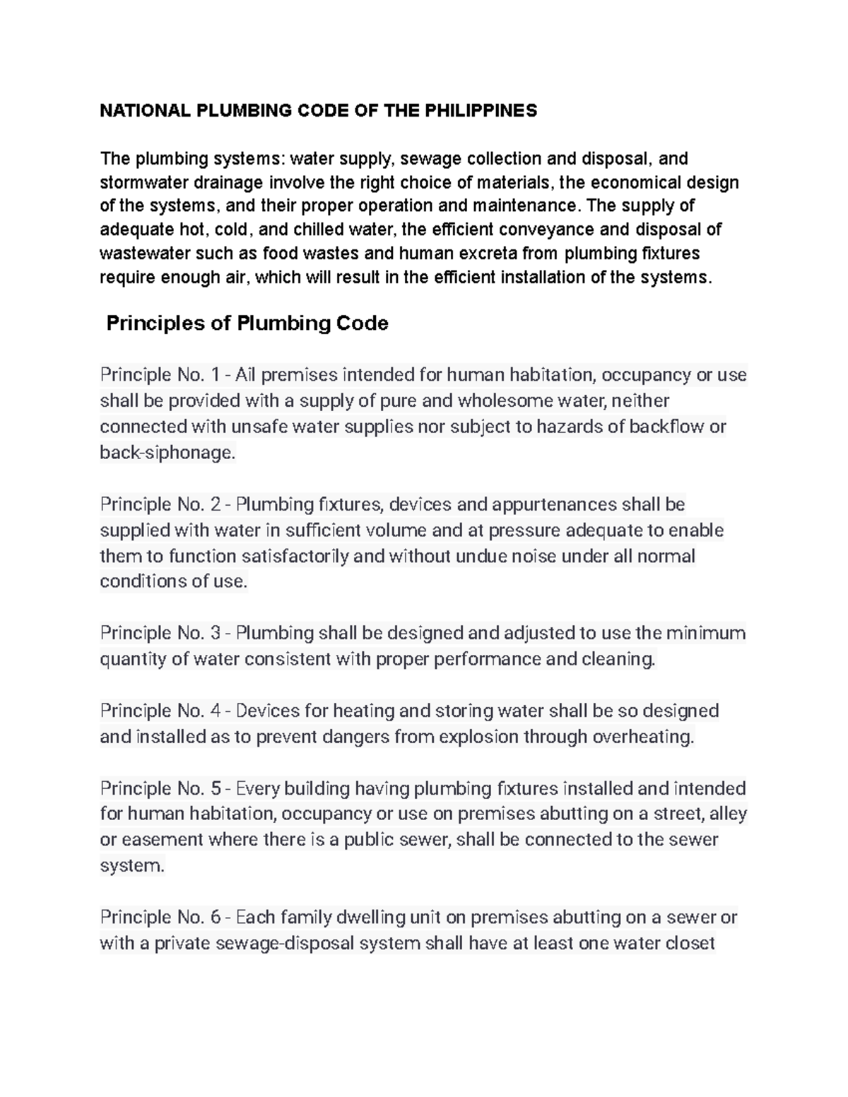 National Plumbing Code of the Philippines (NPC) - Overview & Principles ...