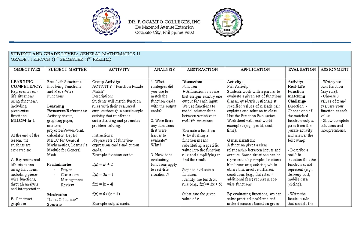 Module in General Mathematics (GEM 101) - Senior High School - Studocu