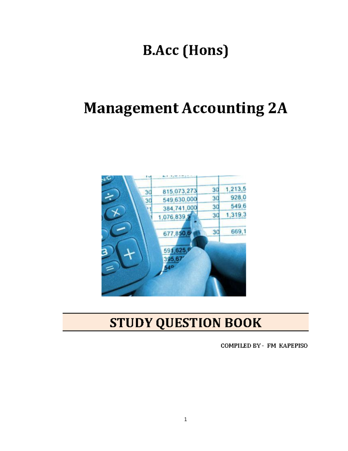 Study question book for AAM3781: Management accounting 2A - Studocu