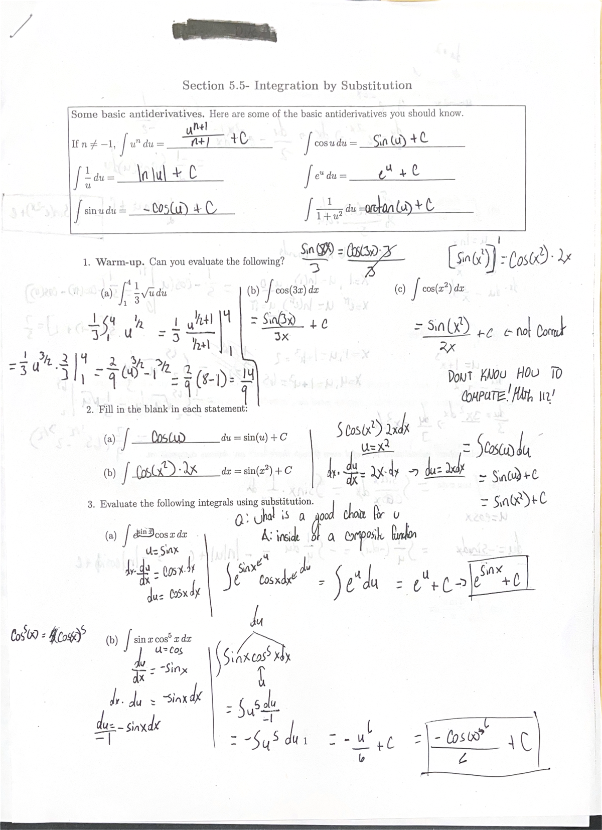 Section 5.5 - Integration by Substitution: Key Concepts & Exercises ...
