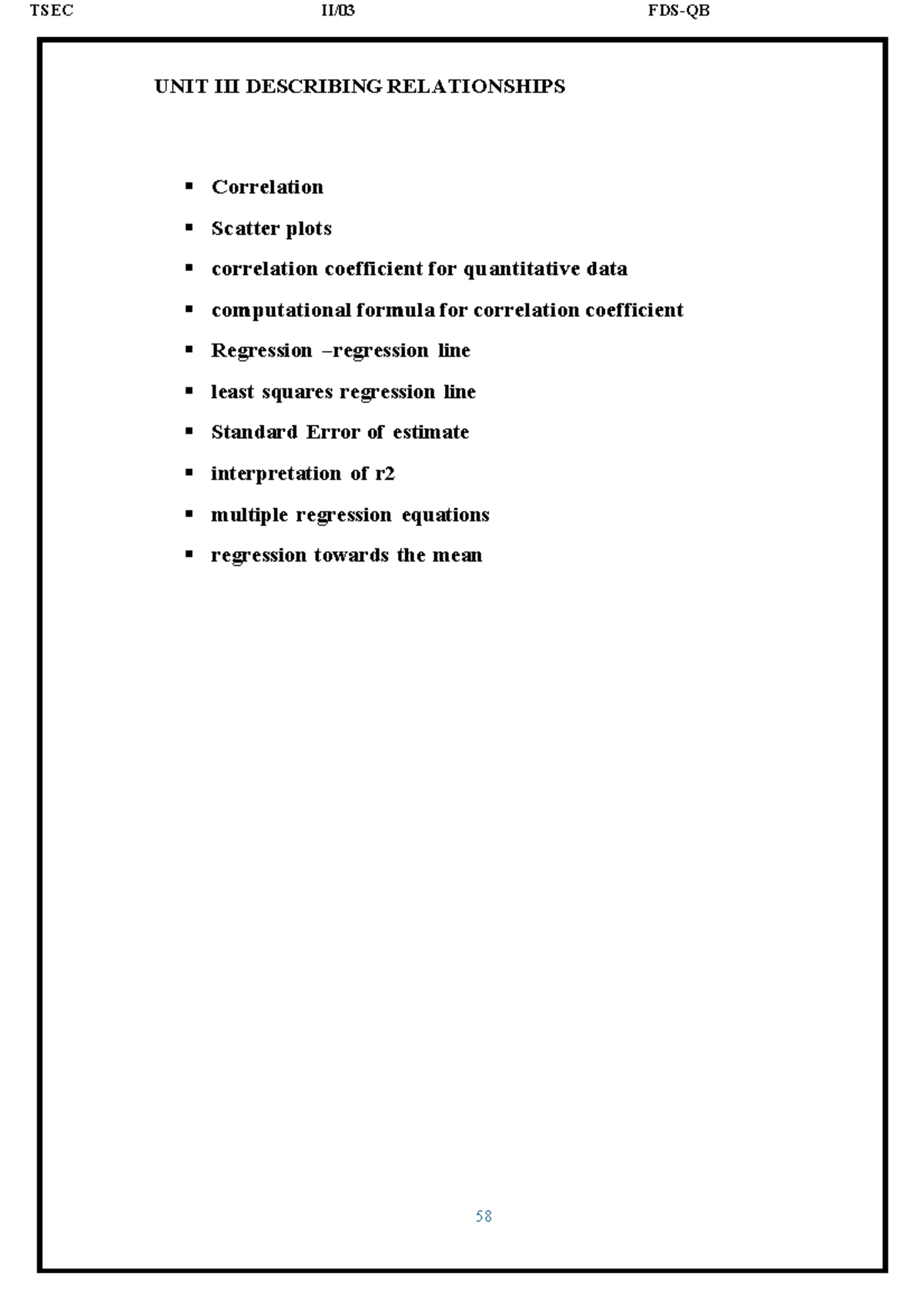 TSEC UNIT III: Understanding Correlation and Regression Analysis - Studocu