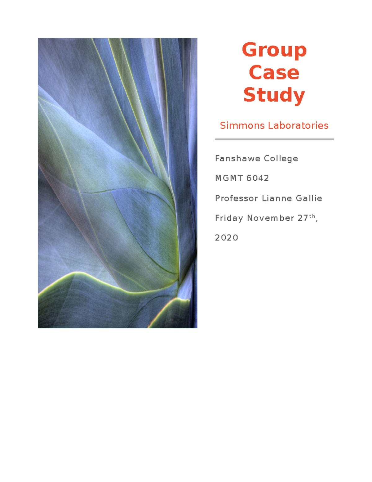 Submission Group Assignment - Group Case Study Simmons Laboratories ...