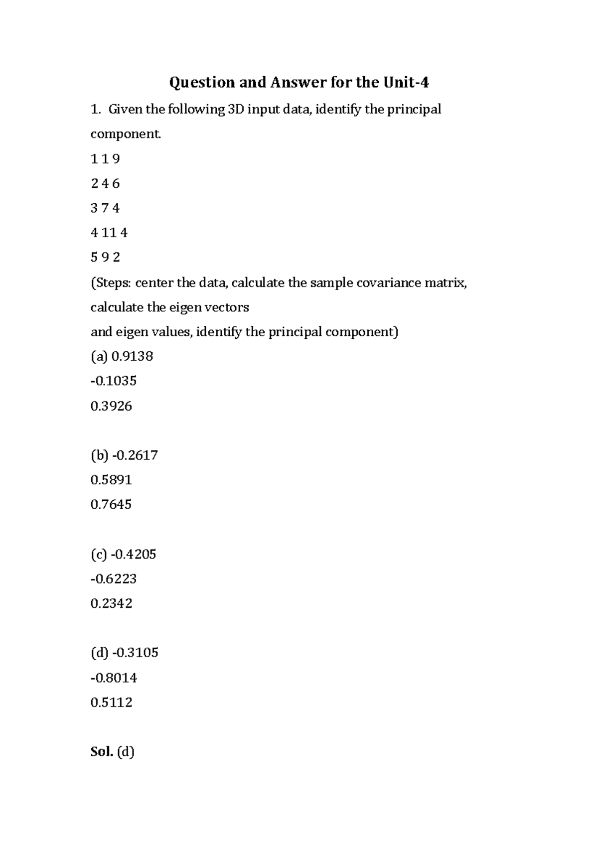 Unit 4 Q&A: Principal Component Analysis Explained - Studocu