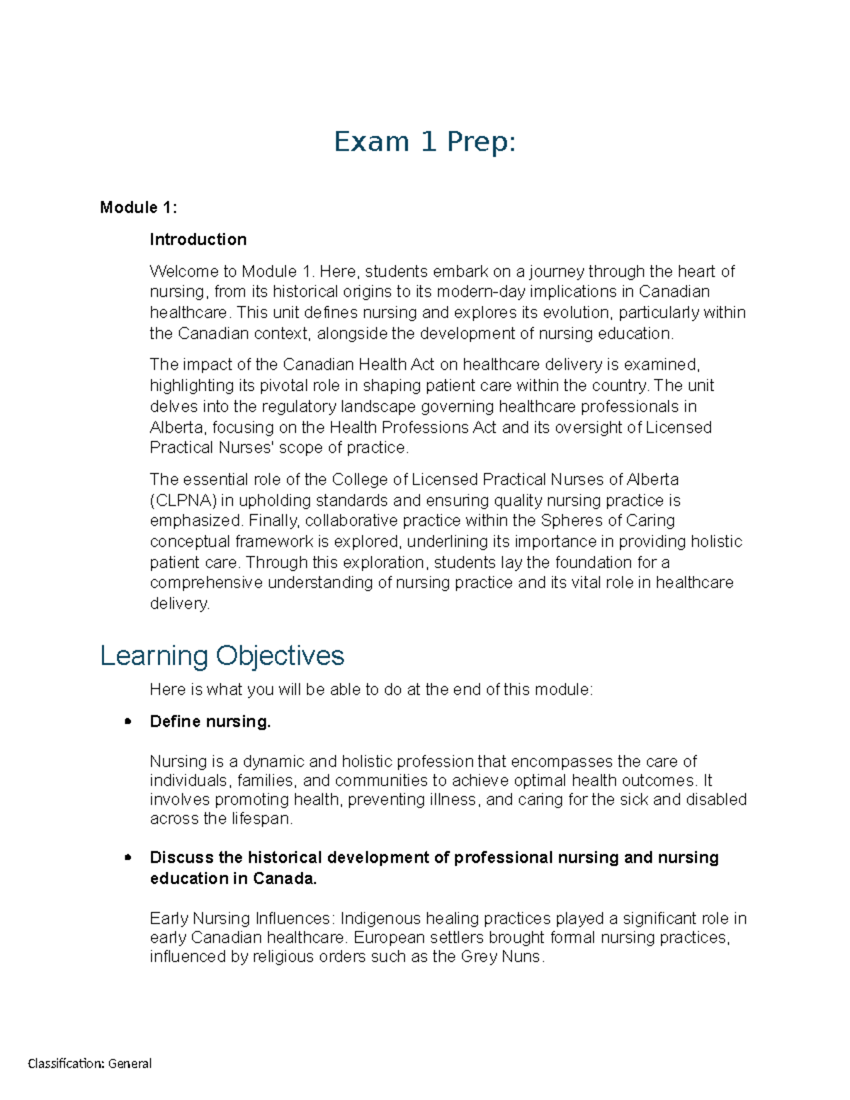 Exam 1 Prep - Nursing Concepts & Regulations (Modules 1-4) - Studocu