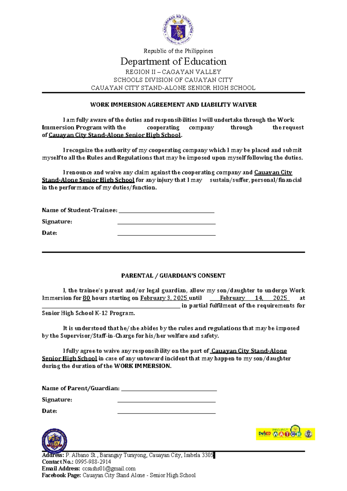 Immersion - Republic of the Philippines Department of Education REGION ...