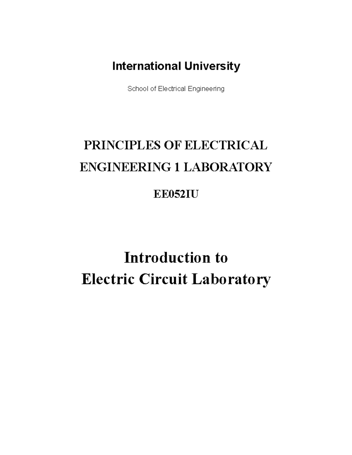 Introduction to Electric Circuit Laboratory 1 - International ...