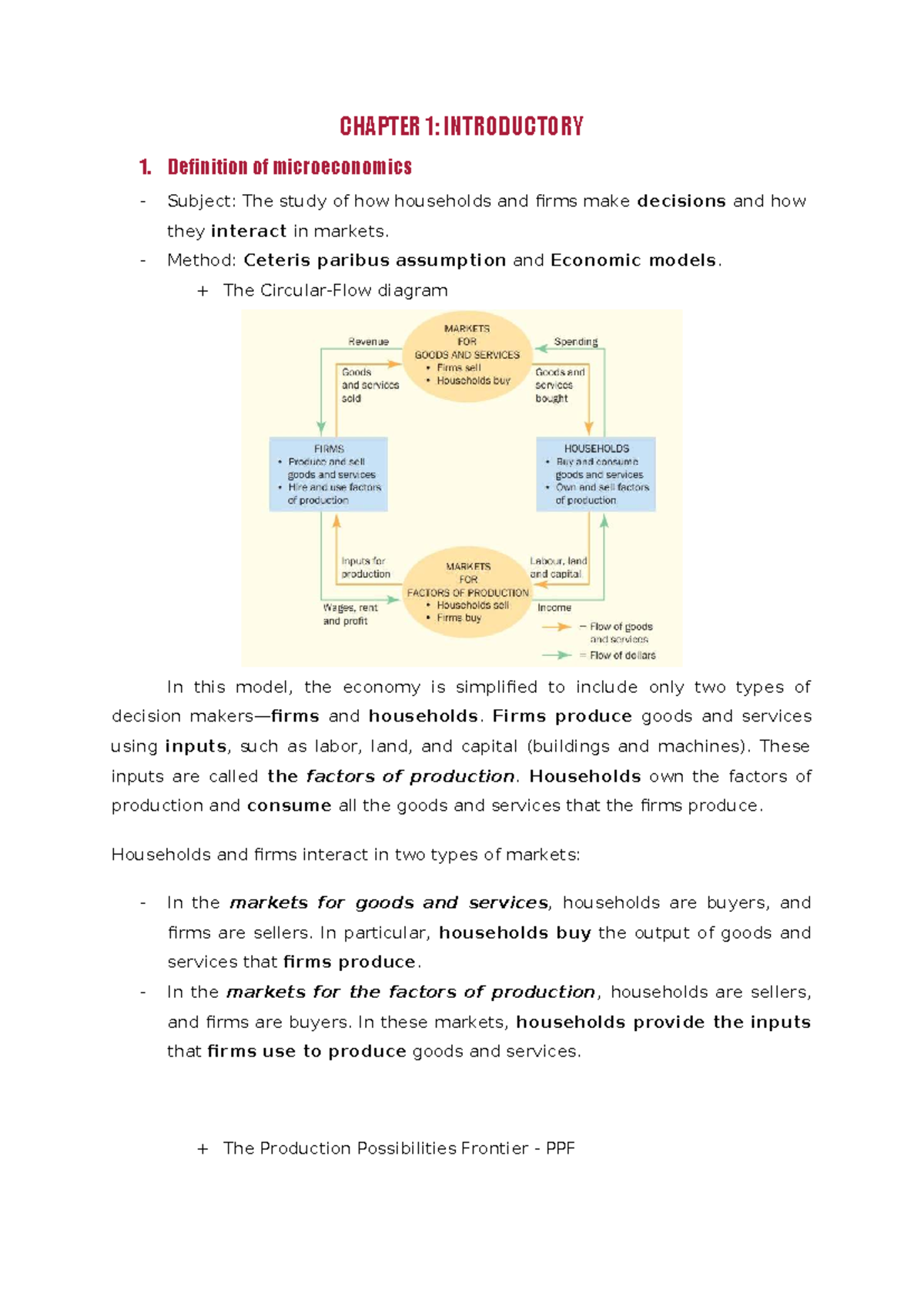 CHAPTER 1: INTRODUCTION TO MICROECONOMICS - KEY CONCEPTS AND MODELS ...