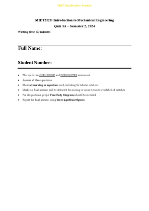 MIET 2528 - RMIT University - Introduction to Mechanical Engineering ...