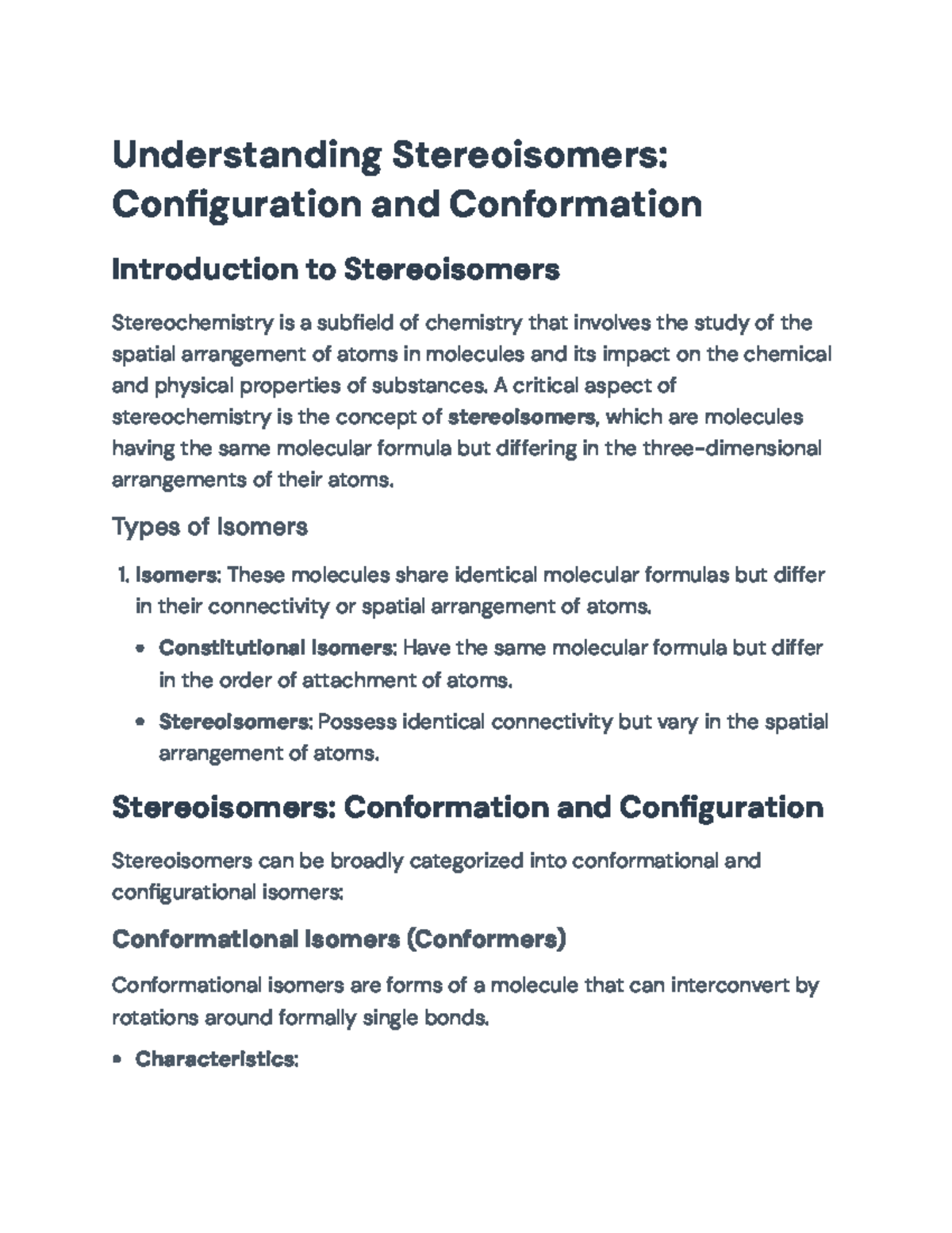 Understanding Stereoisomers: Conformation and Configuration (Chem-101 ...