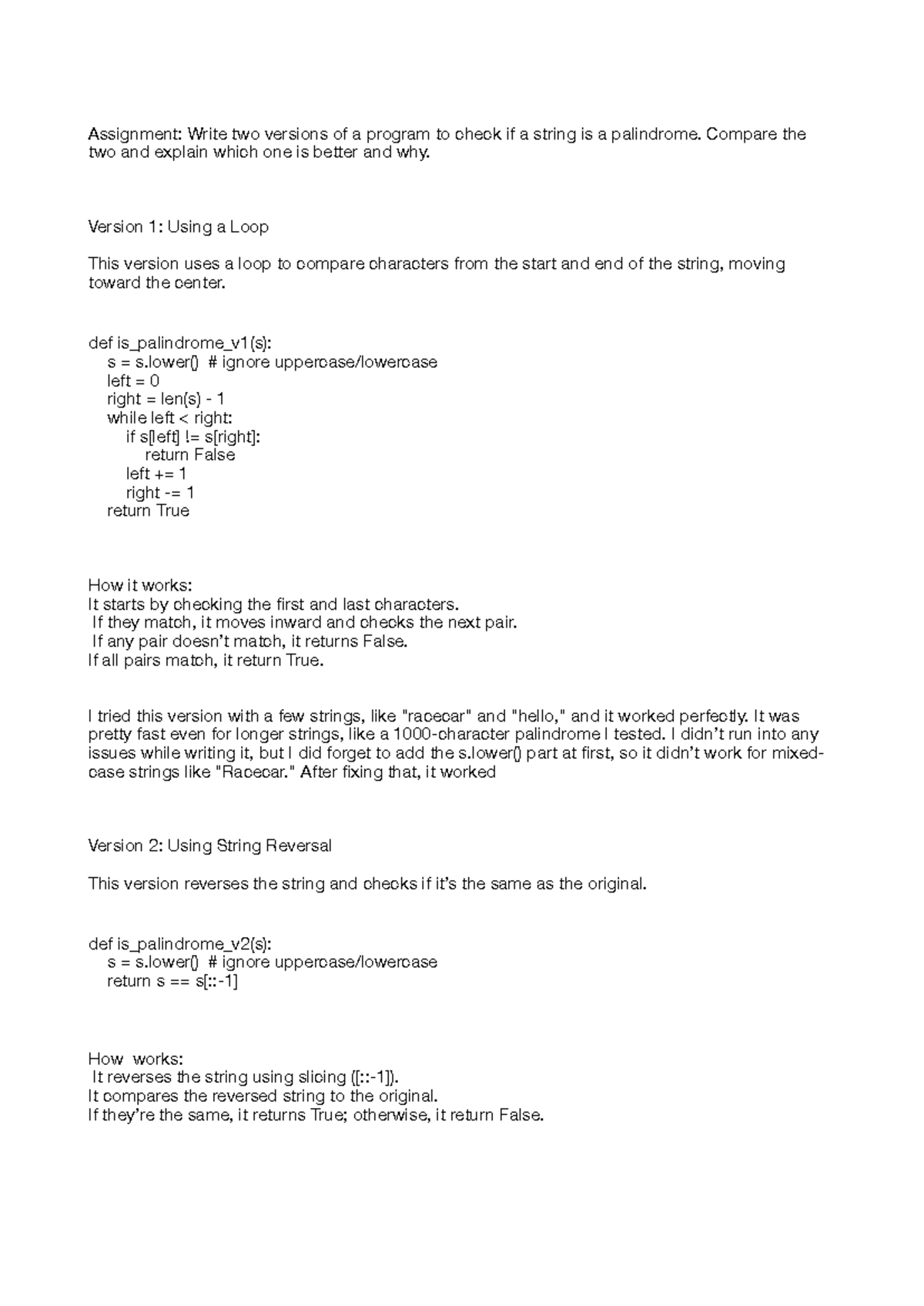 Assignmen 1 Algorithm Concepts - Assignment: Write two versions of a ...