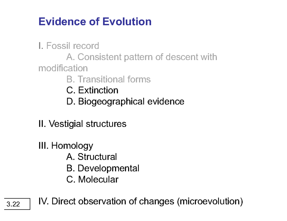 Lecture Notes: Evidence of Evolution - Studocu