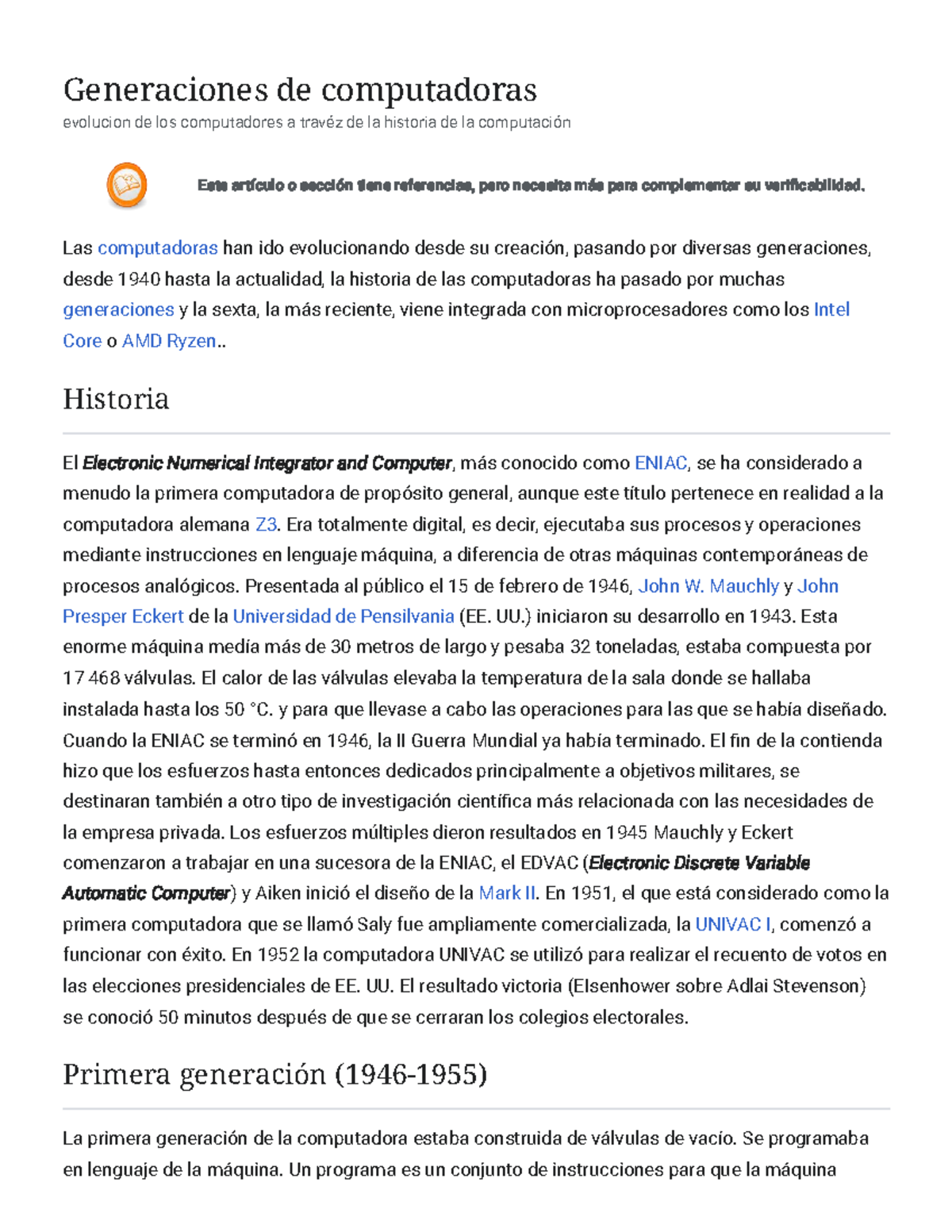 Evolución de las generaciones de computadoras en la historia de la