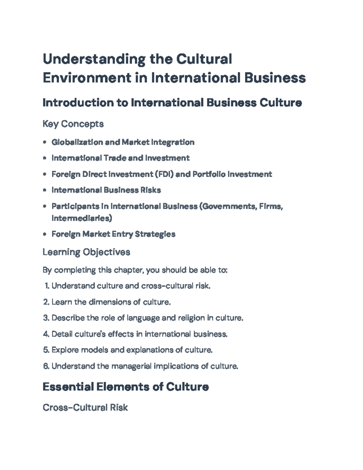 Understanding Cultural Influences in International Business (INTB 101 ...