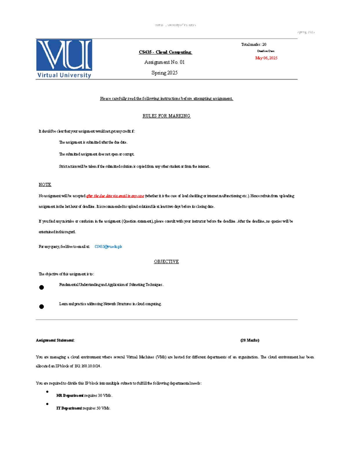 Spring 2025 CS435 Cloud Computing Assignment 02 Guidelines and TCO ...
