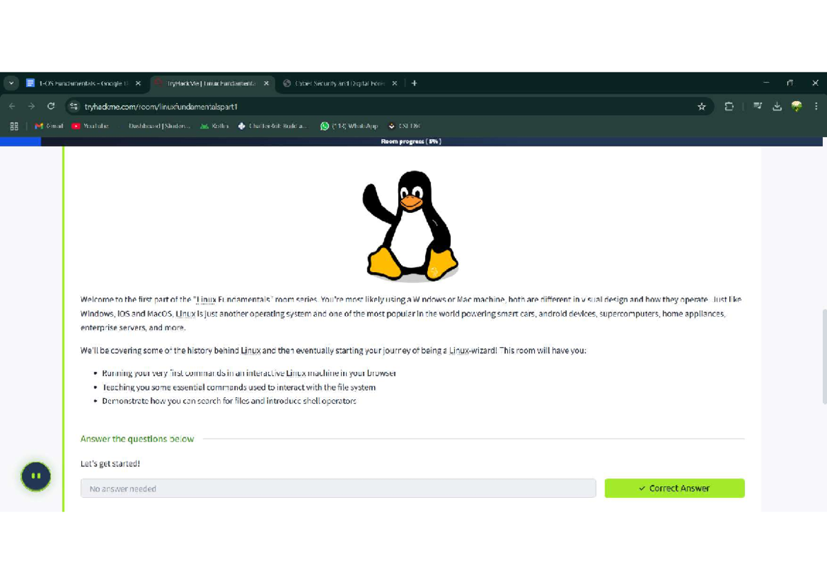 Linux Fundamentals - 1 - Fundamentals Google TryHackMe Linux Fundamenta ...