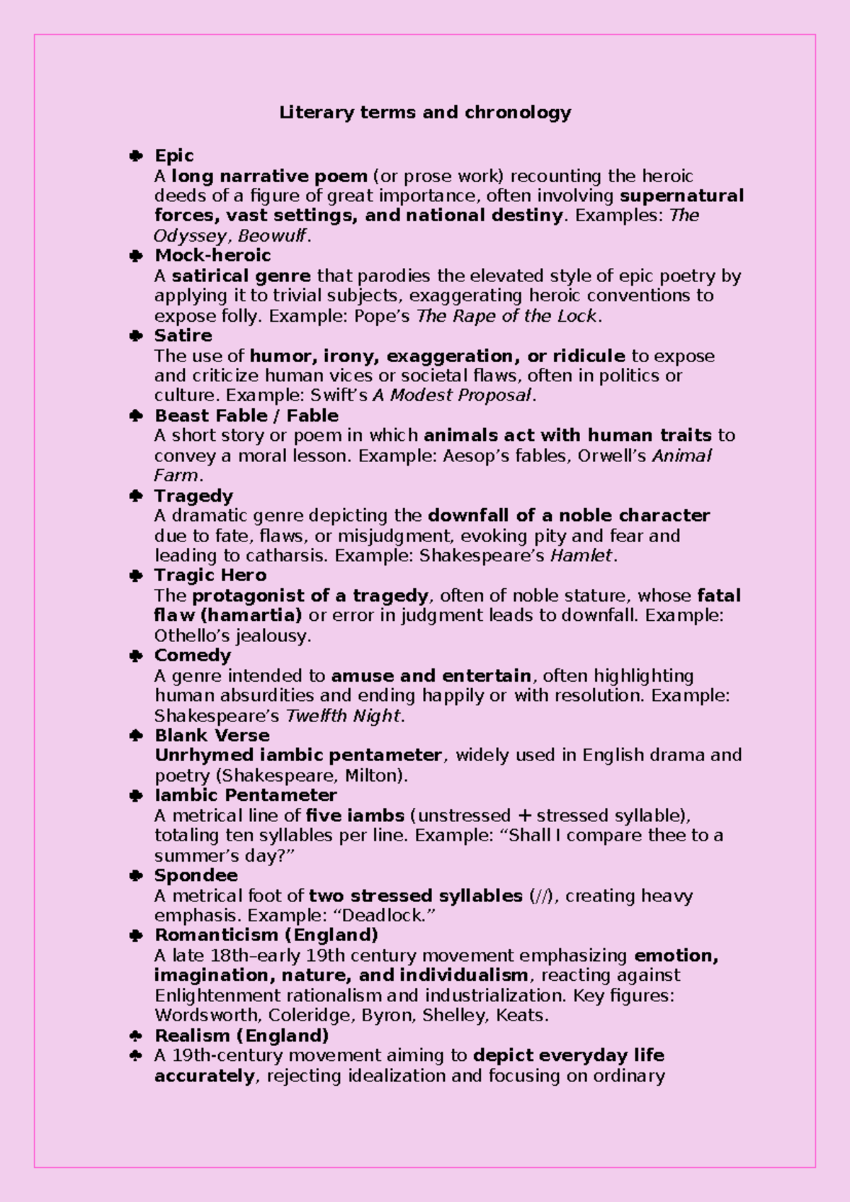 Literary Terms and Chronology: Key Concepts and Historical Context ...