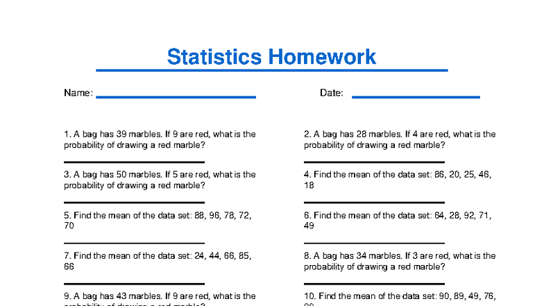 Statistics Homework 7: Probability & Mean Calculations - Studocu