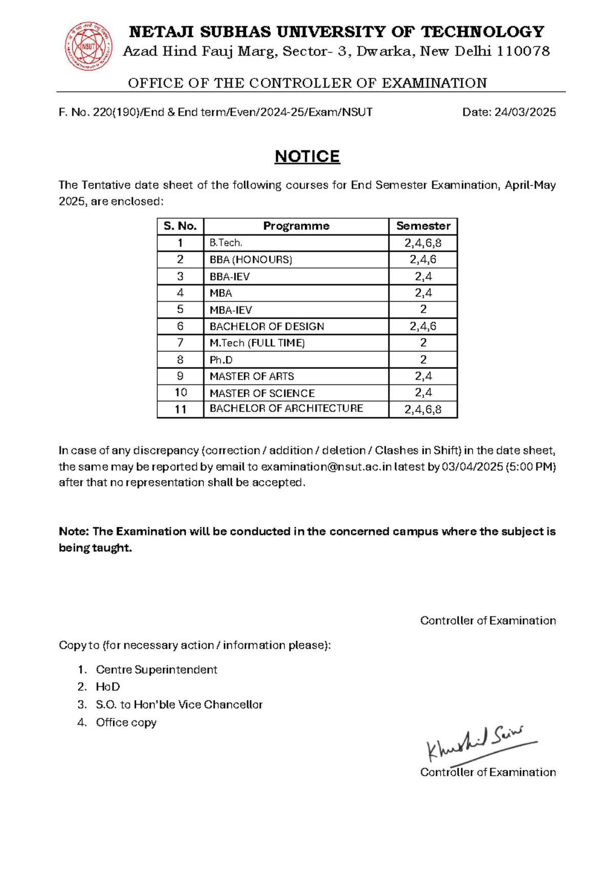 Tentative End Semester Exam Date Sheet for BBA (Sem 2, 4, 6) 2025 - Studocu