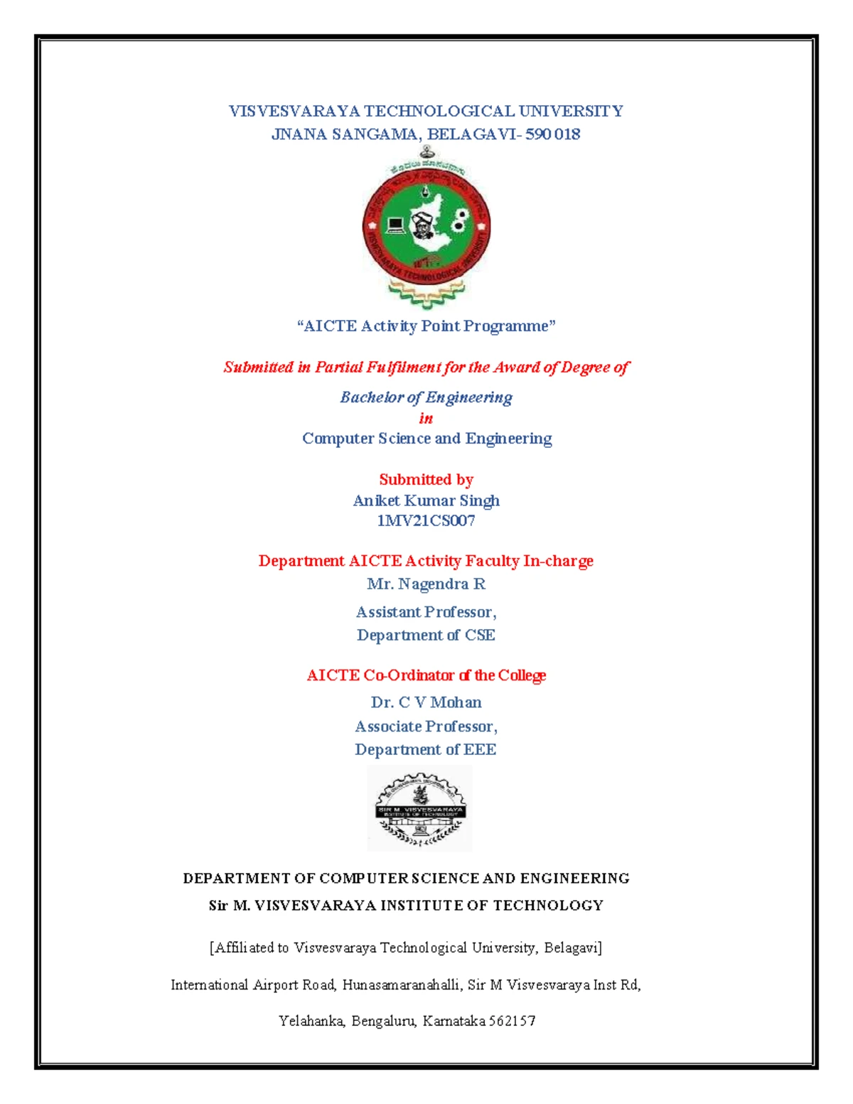 AICTE Activity Points Report - Bachelor of Engineering CSE - 2023-24 ...
