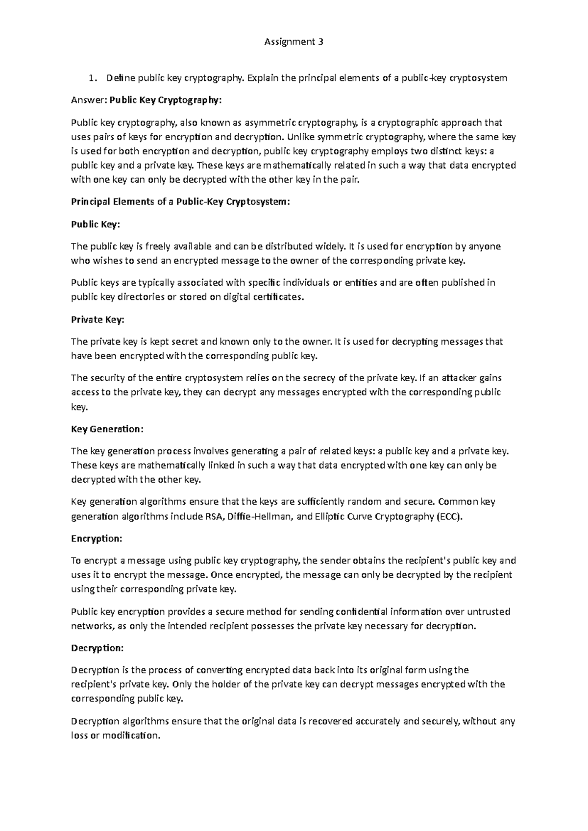 Assignment 3 - Basic information Security - Define public key ...