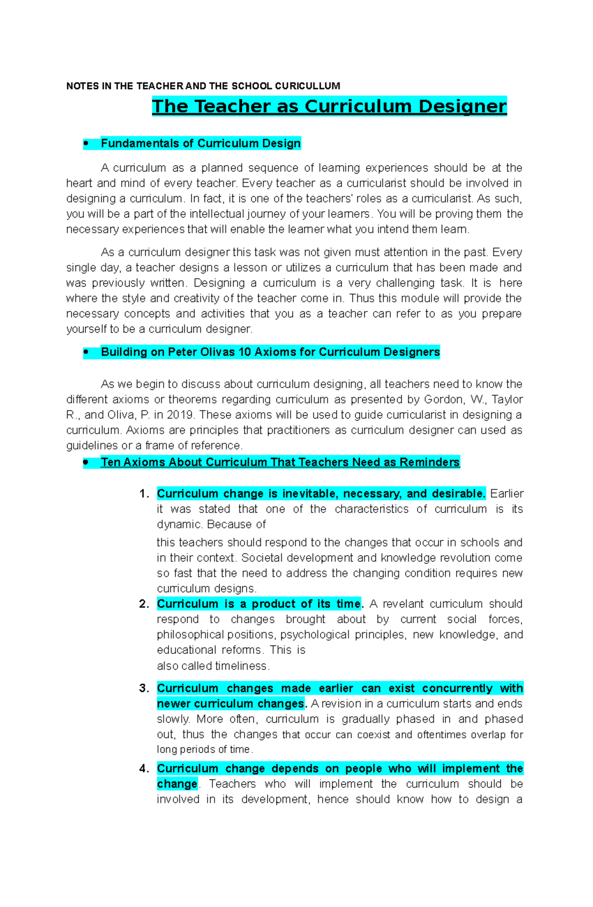 Curriculum Design Insights for Educators: A Comprehensive Guide - Studocu