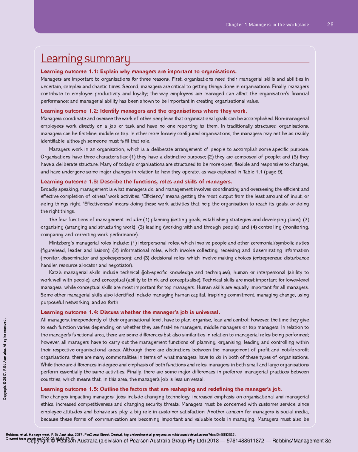 Management Textbook Chapter 1 Main Points - Chapter 1 Managers in the ...