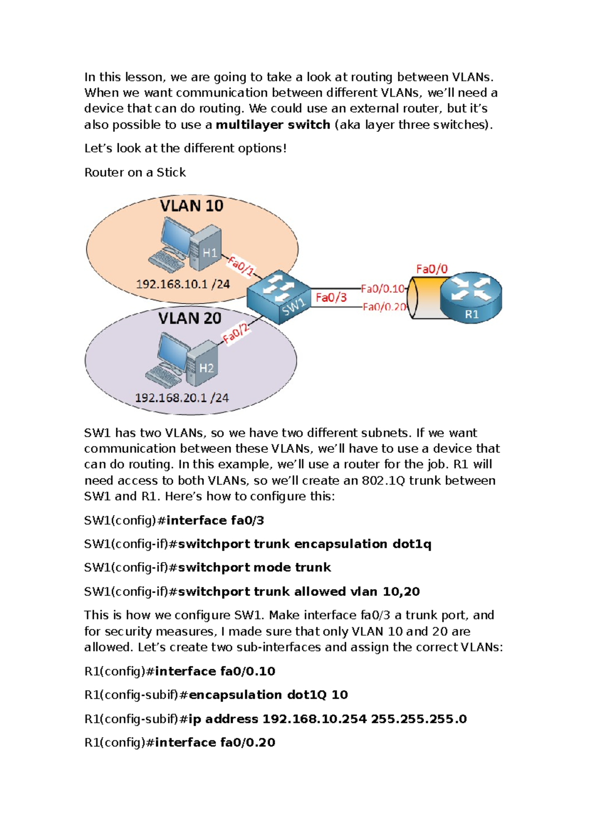 Inter VLAN Routing Lesson - Redes (Networking) - Studocu