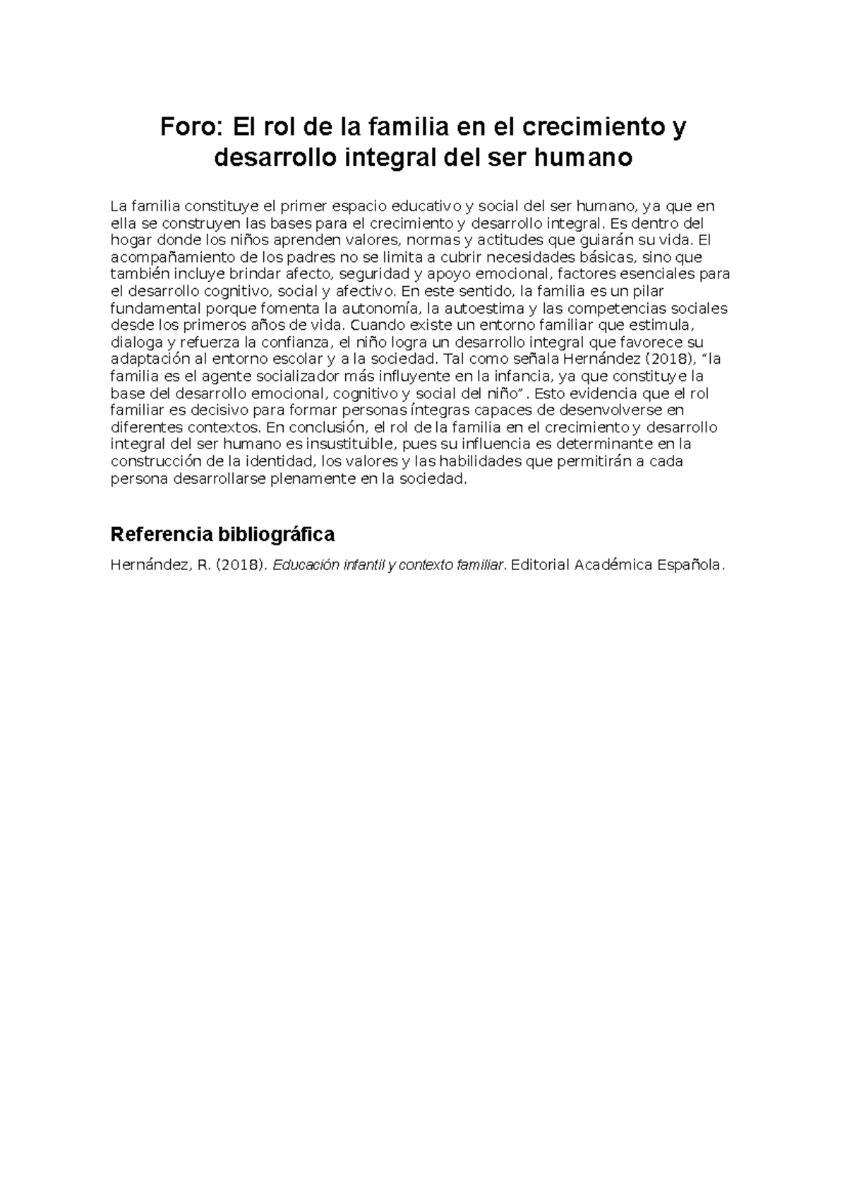 Foro: El Rol de la Familia en el Desarrollo Integral del Ser Humano ...