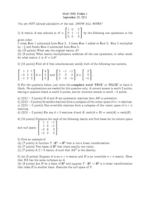 Hw 10 Solutions: Linear Transformations & Projections - Spring 2025 ...