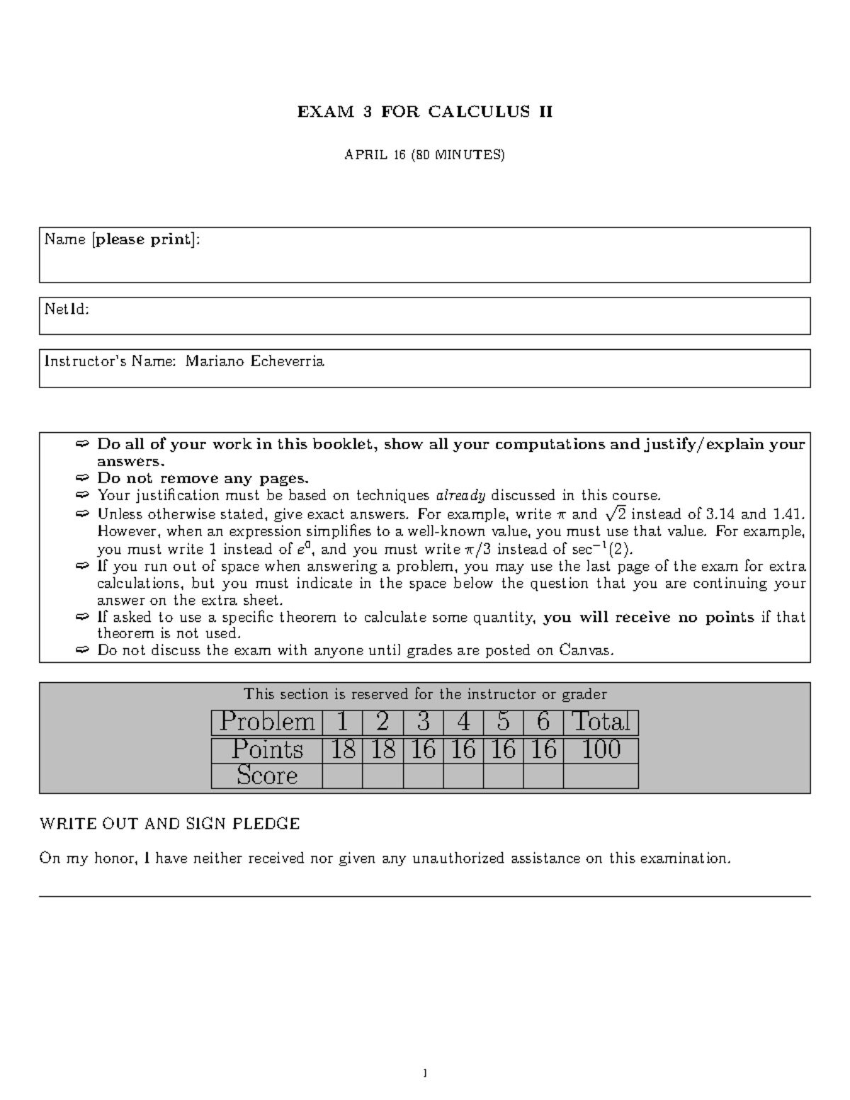Midterm Exam 3 Solutions For Calculus Ii Math 202 Studocu