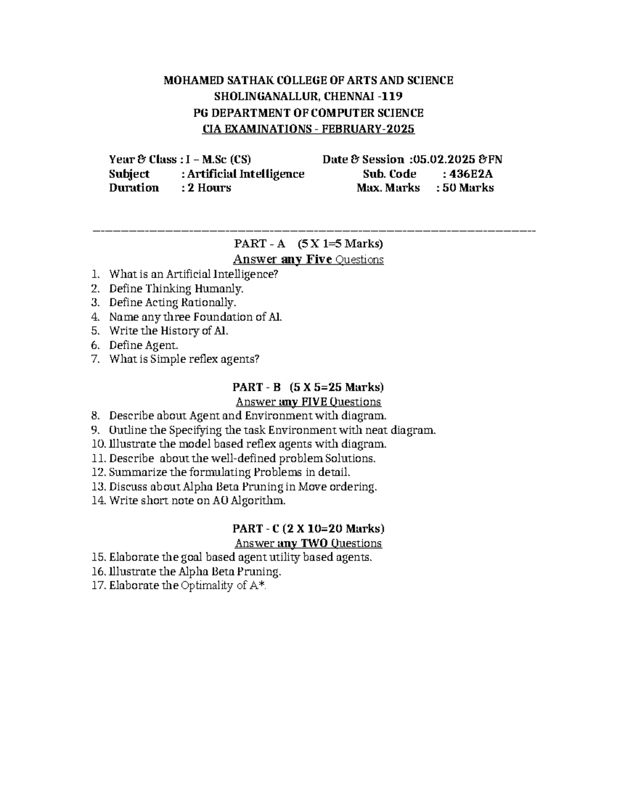 AI 436E2A CIA Exam Notes - I M (CS) - February 2023 - Studocu