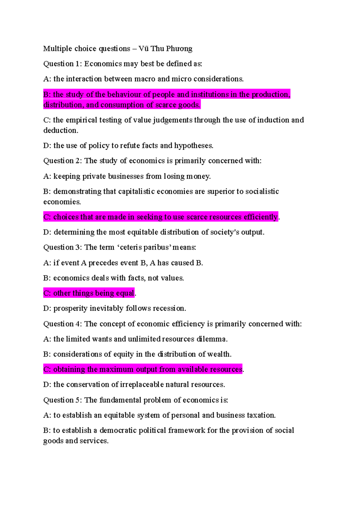 ECO 101: Multiple Choice Questions for Economics Review - Studocu