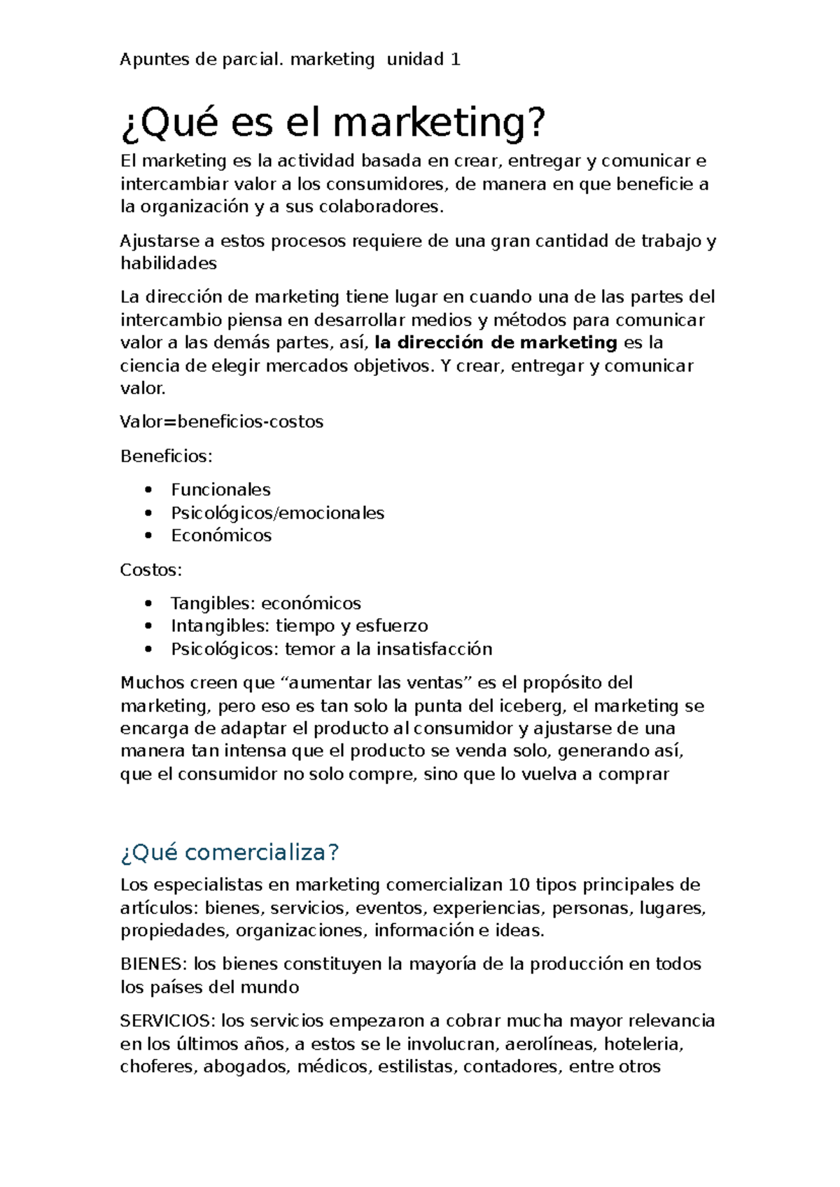 Apuntes de Parcial MKT101: Introducción al Marketing y Estrategias ...