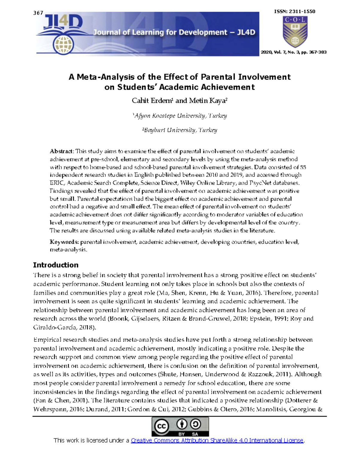 EJ1280652-1: The Impact of Parental Involvement on Academic Achievement ...