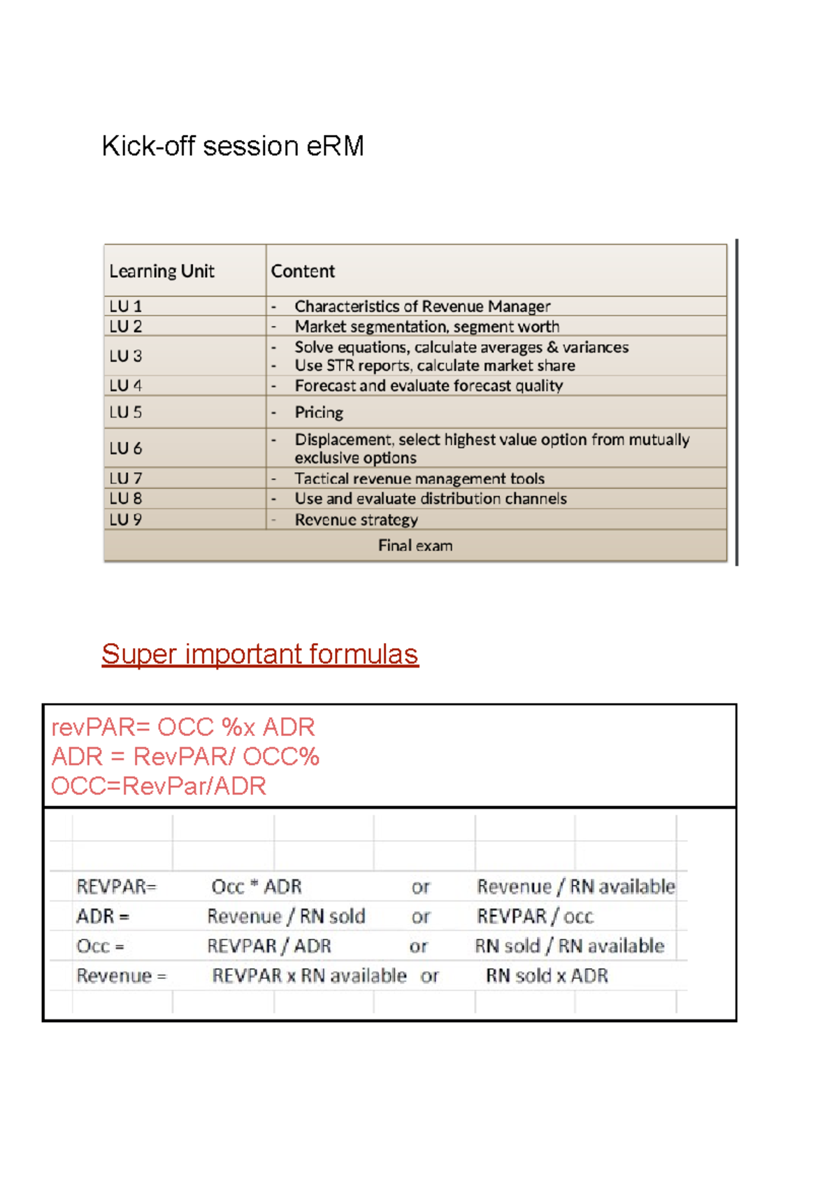 RM Lecture Notes: Comprehensive Guide to Revenue Management Concepts ...