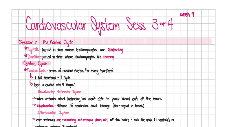 Cardio-Sys (WEEK 9) Session 3: The Cardiac Cycle Explained - Studocu