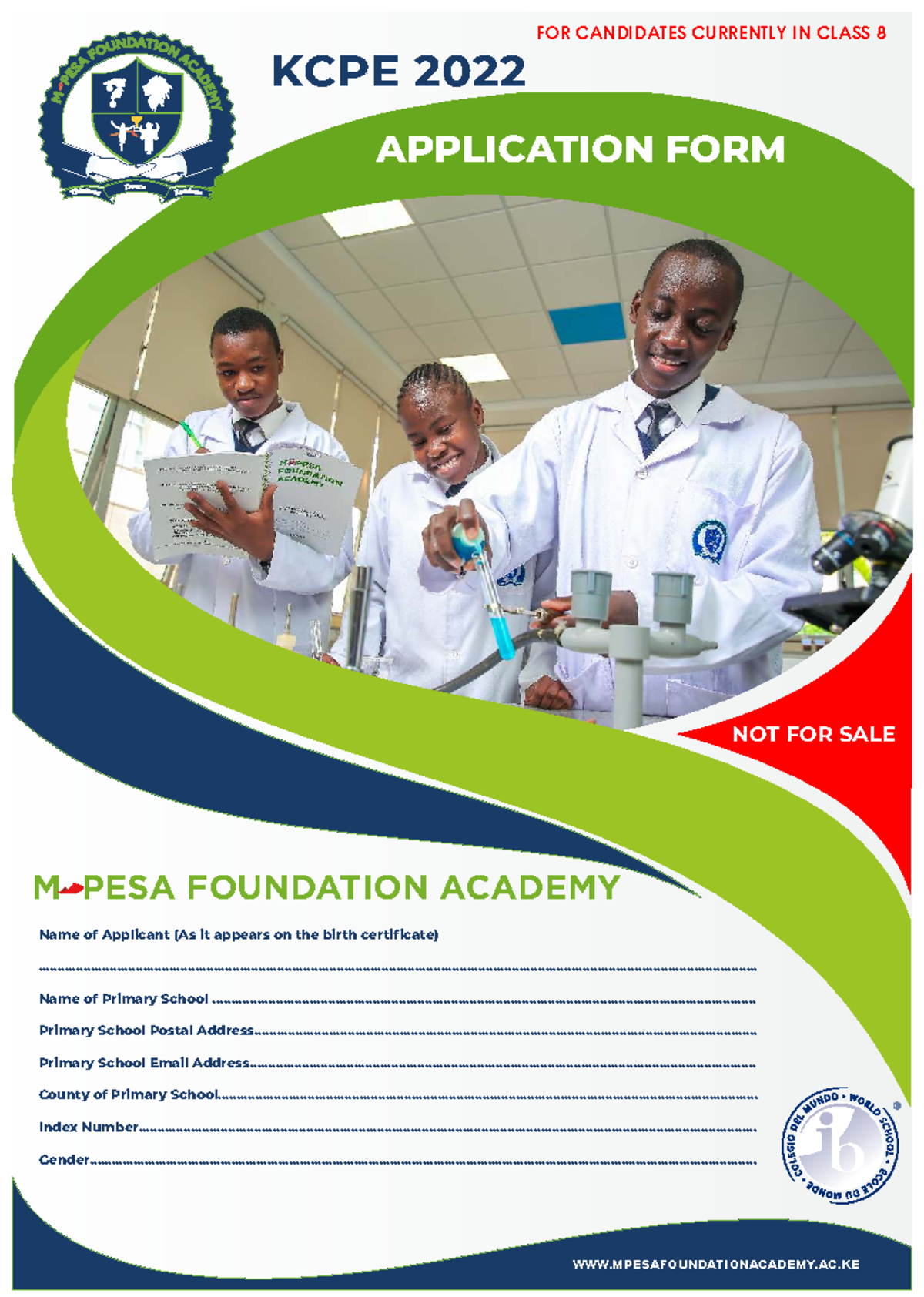 KCPE 2022 Application Form for M Pesa Foundation Academy - Studocu