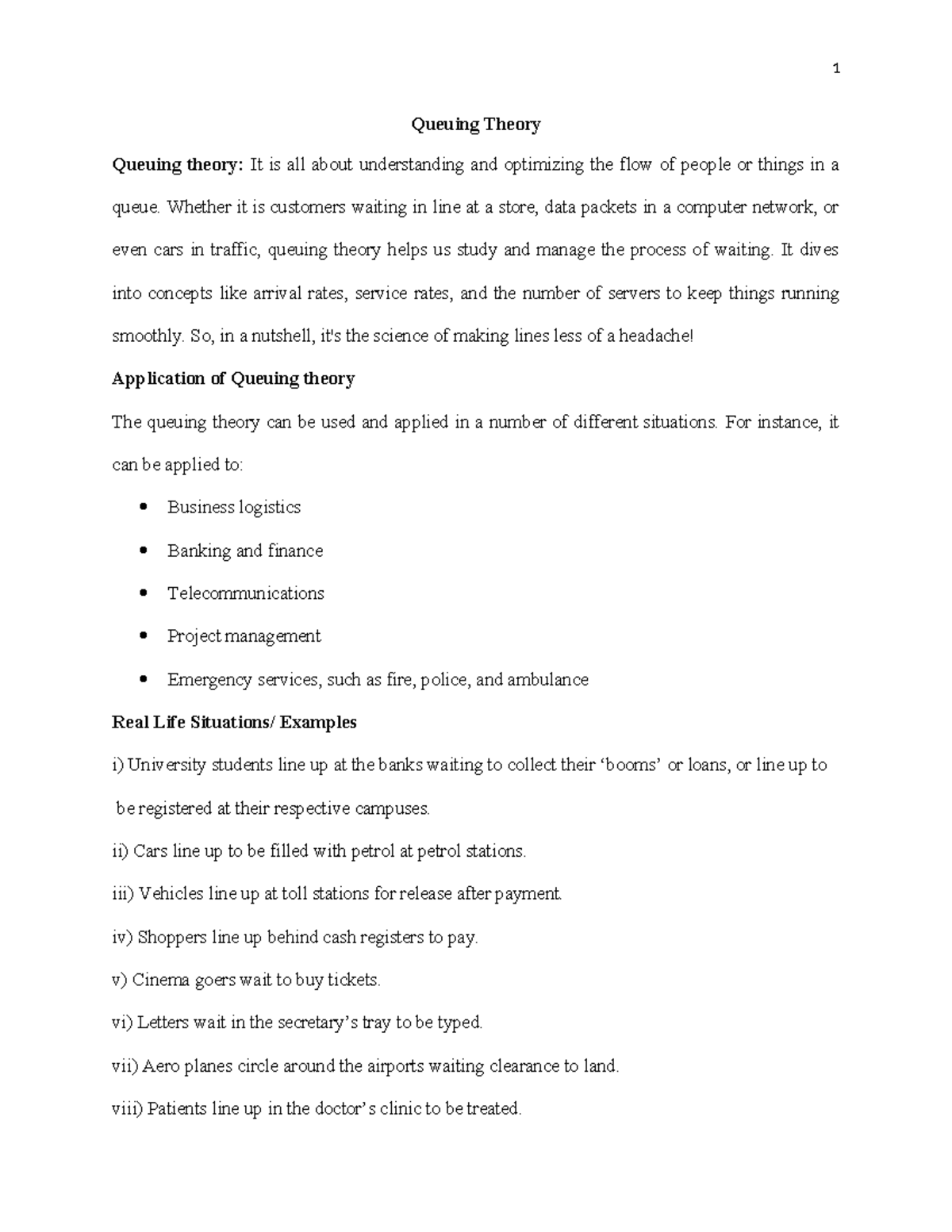 Queuing Theory - Short and clear explained notes - Queuing Theory ...